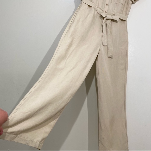 Rails Callie linen blend Utility Jumpsuit in Taupe size M - Picture 8 of 14